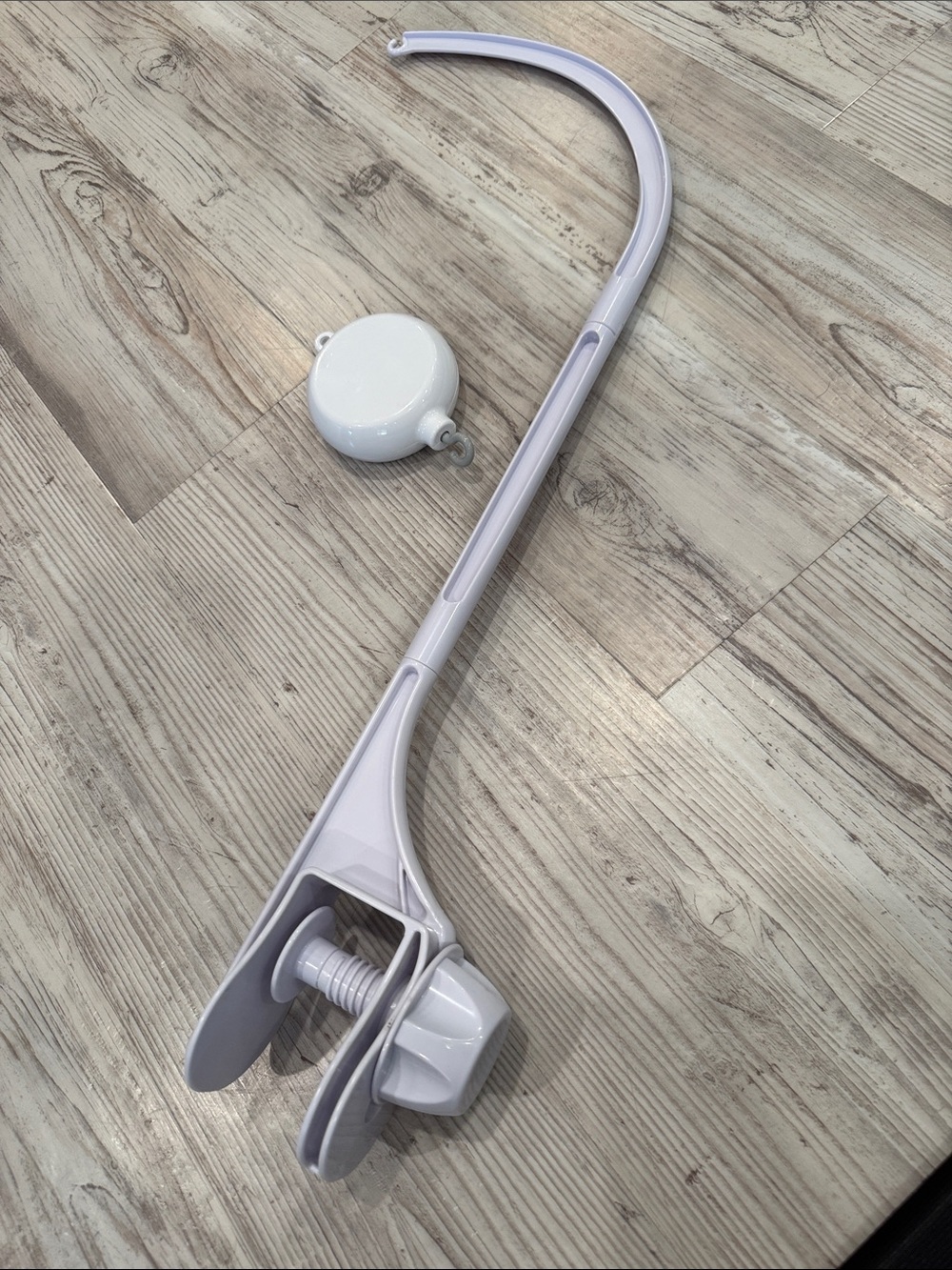 White mobile hanger for babies crib. Christmas lullabies